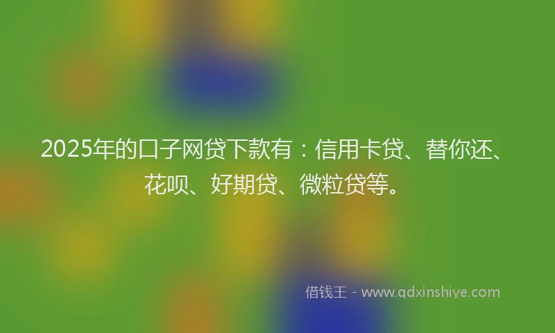 2025年的口子网贷下款有：信用卡贷、替你还、花呗、好期贷、微粒贷等。