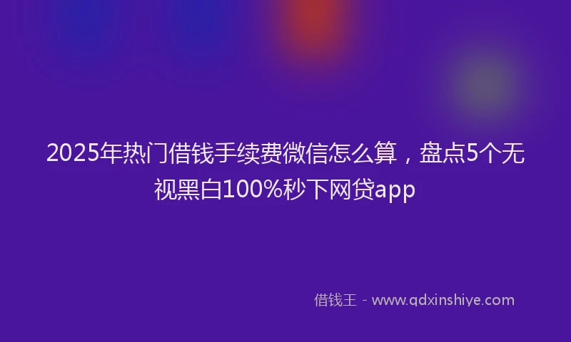 2025年热门借钱手续费微信怎么算，盘点5个无视黑白100%秒下网贷app