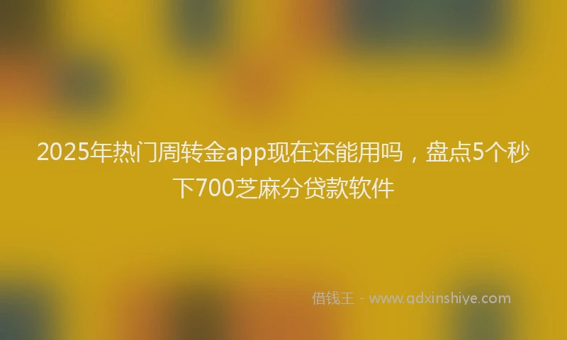 2025年热门周转金app现在还能用吗，盘点5个秒下700芝麻分贷款软件