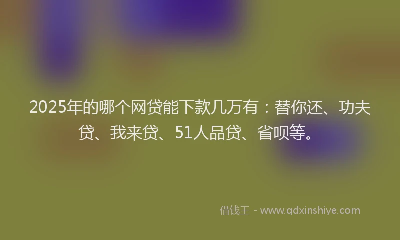 2025年的哪个网贷能下款几万有：替你还、功夫贷、我来贷、51人品贷、省呗等。