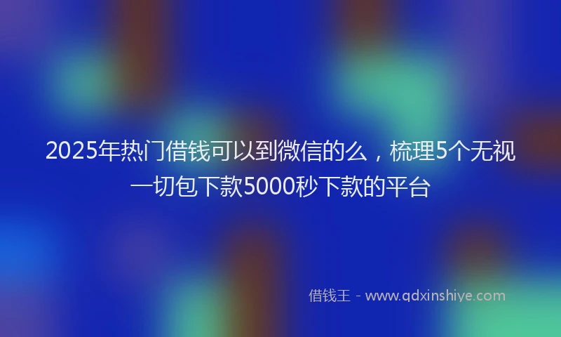 2025年热门借钱可以到微信的么，梳理5个无视一切包下款5000秒下款的平台