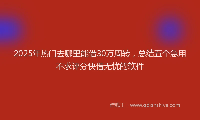 2025年热门去哪里能借30万周转，总结五个急用不求评分快借无忧的软件