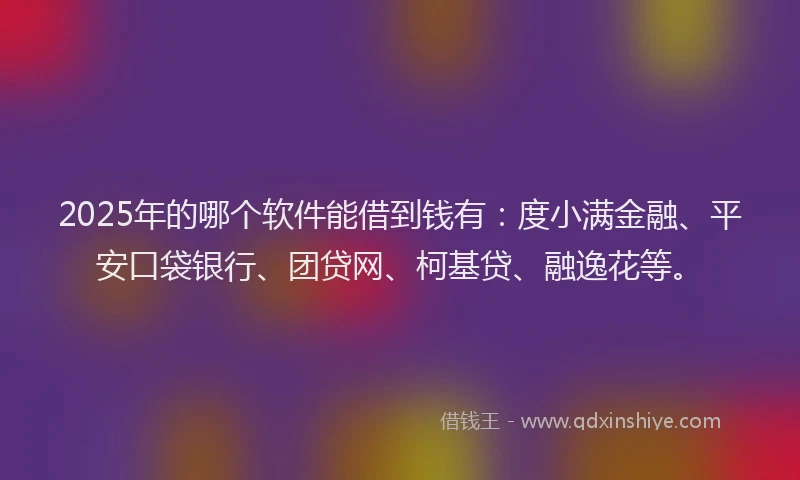 2025年的哪个软件能借到钱有：度小满金融、平安口袋银行、团贷网、柯基贷、融逸花等。
