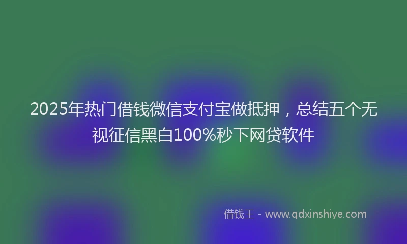 2025年热门借钱微信支付宝做抵押,总结五个无视征信黑白100%秒下网贷软件
