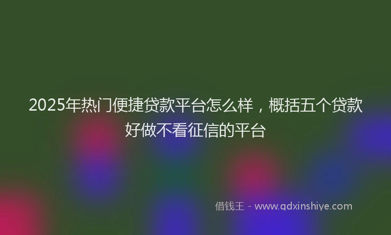 2025年热门便捷贷款平台怎么样，概括五个贷款好做不看征信的平台