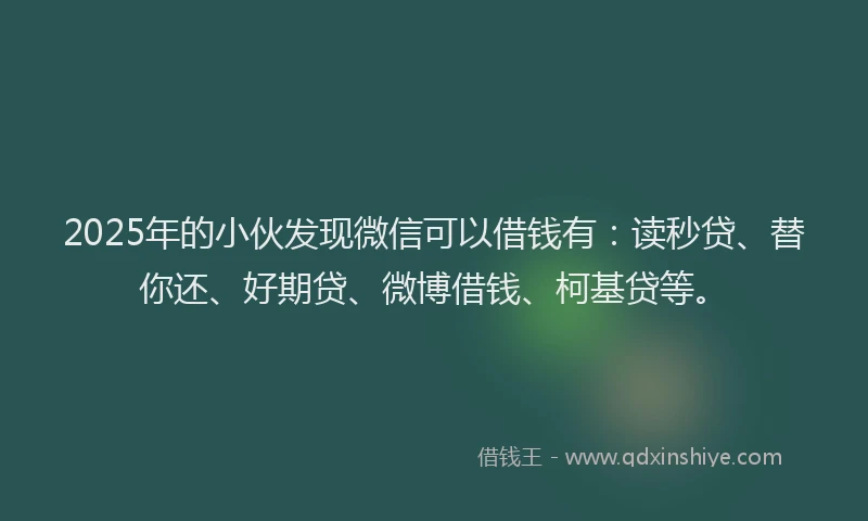 2025年的小伙发现微信可以借钱有：读秒贷、替你还、好期贷、微博借钱、柯基贷等。