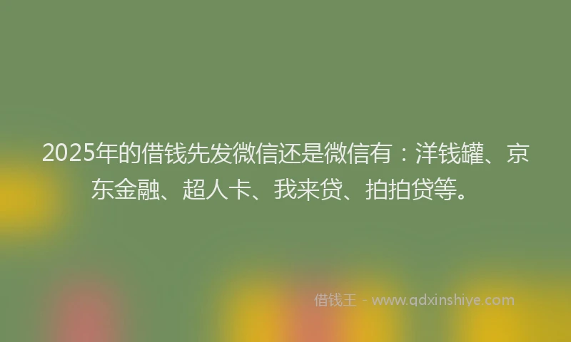 2025年的借钱先发微信还是微信有：洋钱罐、京东金融、超人卡、我来贷、拍拍贷等。