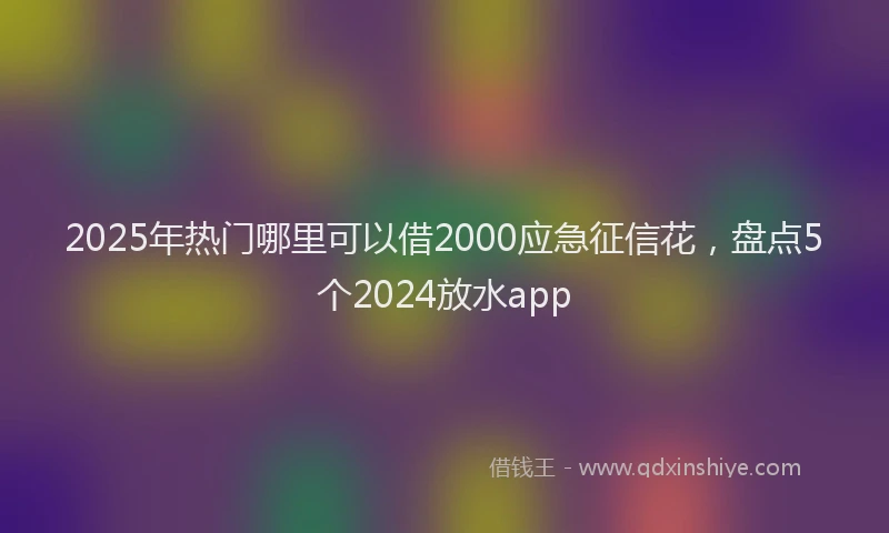 2025年热门哪里可以借2000应急征信花，盘点5个2024放水app