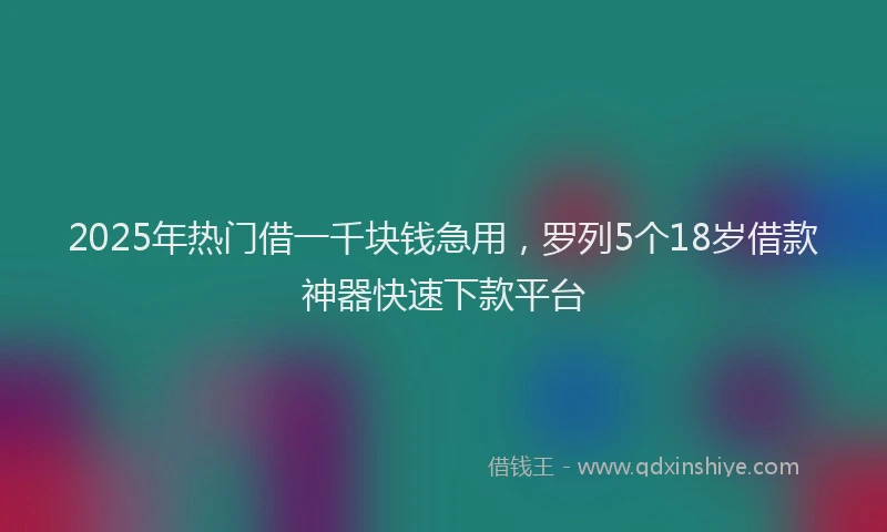2025年热门借一千块钱急用，罗列5个18岁借款神器快速下款平台