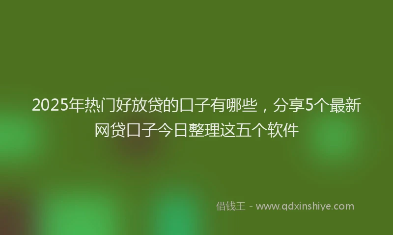 2025年热门好放贷的口子有哪些，分享5个最新网贷口子今日整理这五个软件