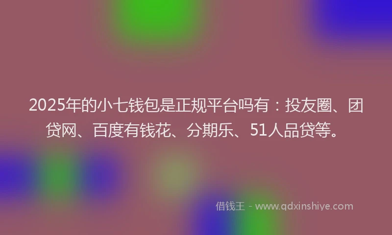 2025年的小七钱包是正规平台吗有：投友圈、团贷网、百度有钱花、分期乐、51人品贷等。