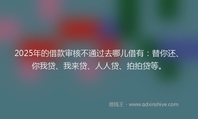 2025年的借款审核不通过去哪儿借有：替你还、你我贷、我来贷、人人贷、拍拍贷等。
