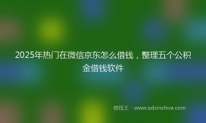2025年热门在微信京东怎么借钱，整理五个公积金借钱软件