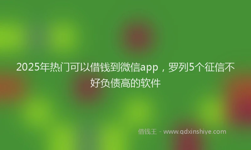 2025年热门可以借钱到微信app，罗列5个征信不好负债高的软件