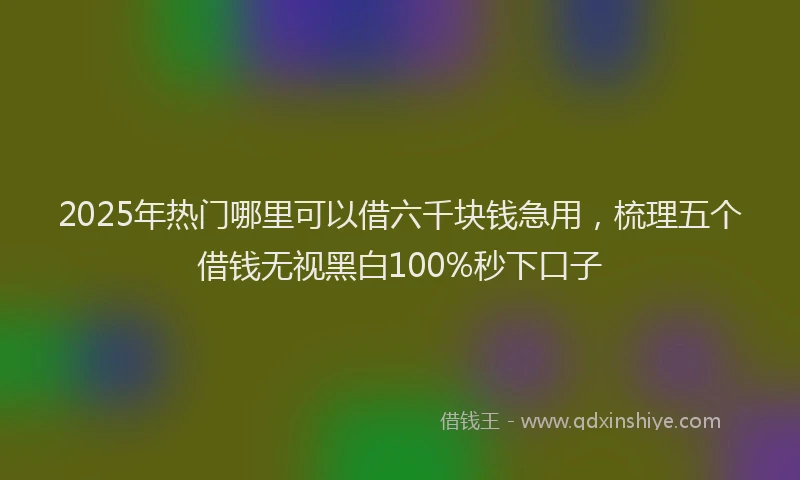 2025年热门哪里可以借六千块钱急用，梳理五个借钱无视黑白100%秒下口子