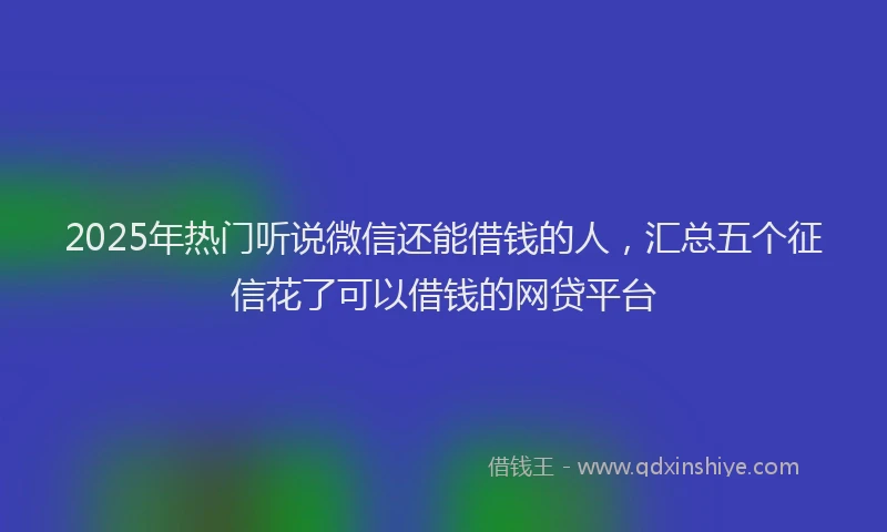 2025年热门听说微信还能借钱的人，汇总五个征信花了可以借钱的网贷平台