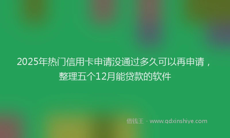 2025年热门信用卡申请没通过多久可以再申请，整理五个12月能贷款的软件