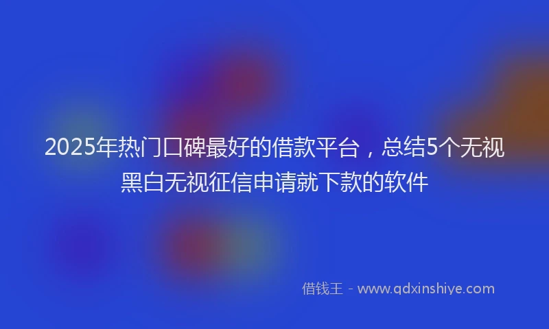 2025年热门口碑最好的借款平台，总结5个无视黑白无视征信申请就下款的软件
