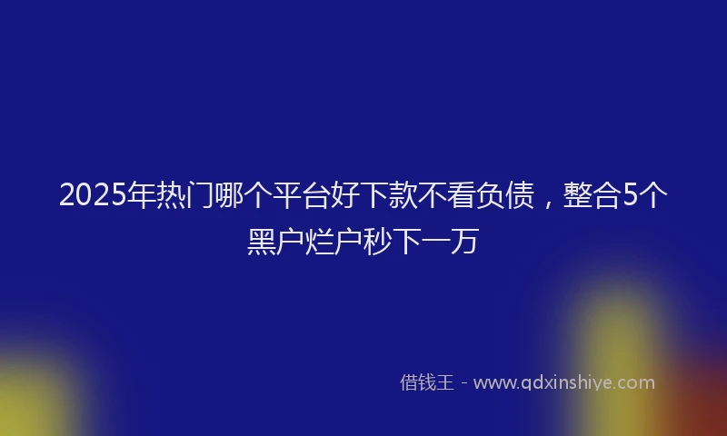 2025年热门哪个平台好下款不看负债，整合5个黑户烂户秒下一万