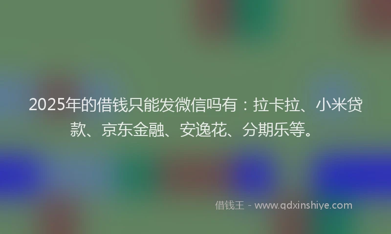 2025年的借钱只能发微信吗有：拉卡拉、小米贷款、京东金融、安逸花、分期乐等。