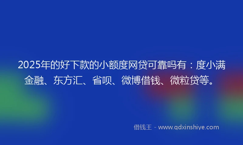 2025年的好下款的小额度网贷可靠吗有：度小满金融、东方汇、省呗、微博借钱、微粒贷等。