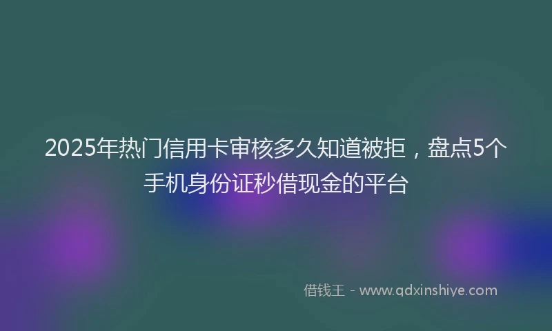 2025年热门信用卡审核多久知道被拒，盘点5个手机身份证秒借现金的平台