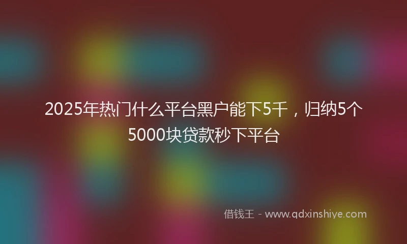 2025年热门什么平台黑户能下5千，归纳5个5000块贷款秒下平台