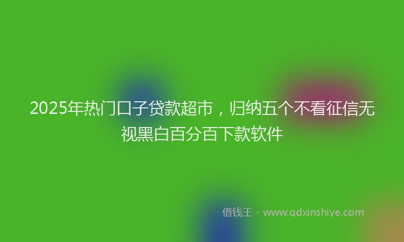 2025年热门口子贷款超市，归纳五个不看征信无视黑白百分百下款软件