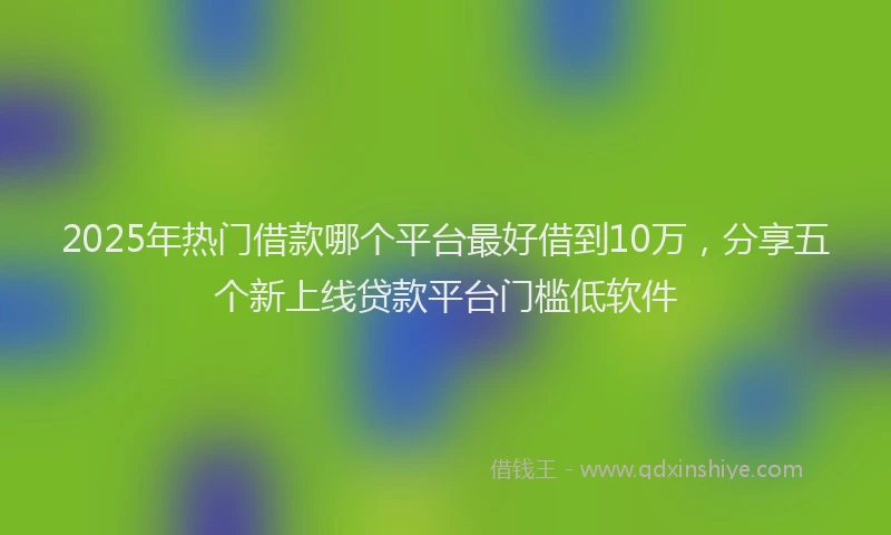 2025年热门借款哪个平台最好借到10万，分享五个新上线贷款平台门槛低软件
