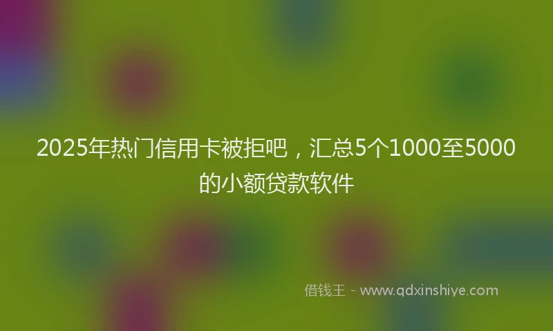 2025年热门信用卡被拒吧，汇总5个1000至5000的小额贷款软件