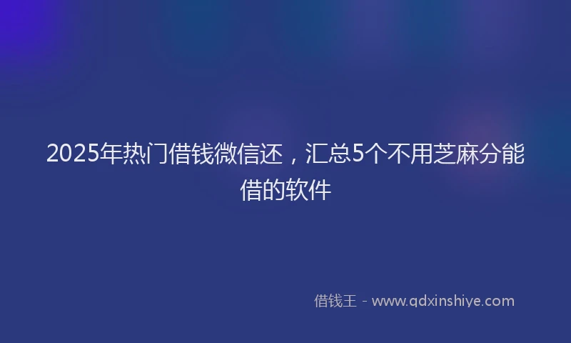 2025年热门借钱微信还，汇总5个不用芝麻分能借的软件