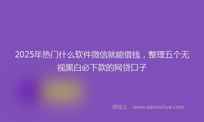 2025年热门什么软件微信就能借钱，整理五个无视黑白必下款的网贷口子