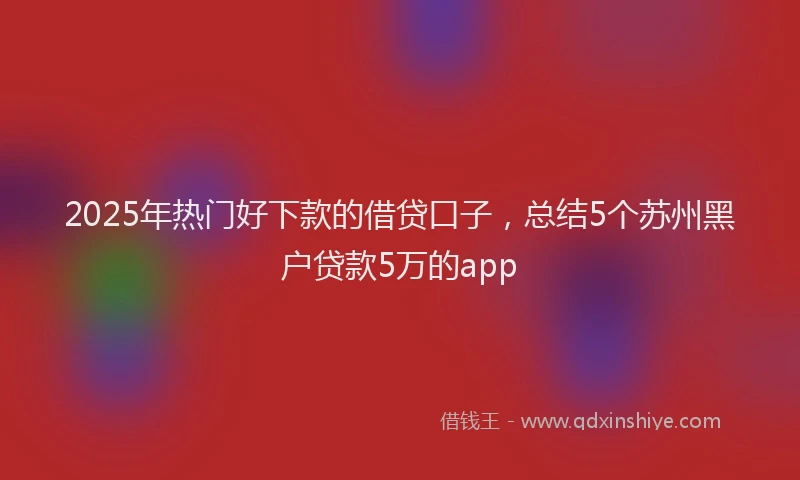2025年热门好下款的借贷口子，总结5个苏州黑户贷款5万的app