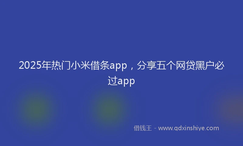 2025年热门小米借条app，分享五个网贷黑户必过app