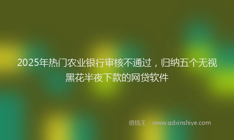 2025年热门农业银行审核不通过，归纳五个无视黑花半夜下款的网贷软件