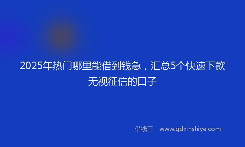 2025年热门哪里能借到钱急，汇总5个快速下款无视征信的口子