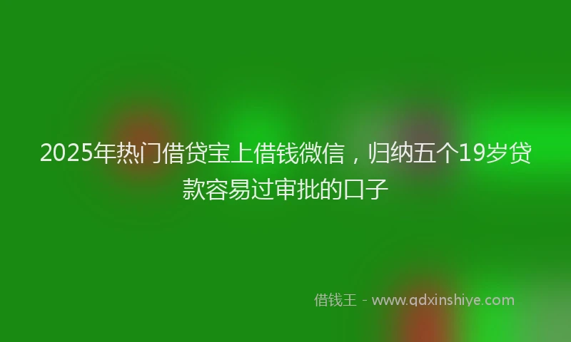 2025年热门借贷宝上借钱微信，归纳五个19岁贷款容易过审批的口子