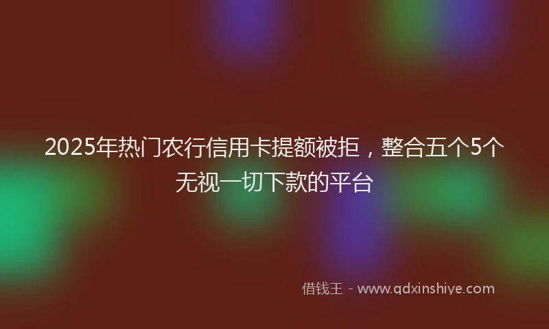 2025年热门农行信用卡提额被拒，整合五个5个无视一切下款的平台