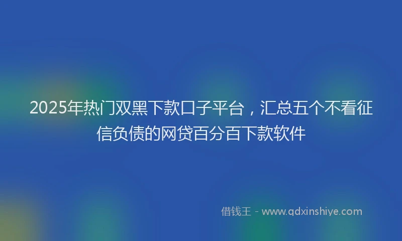 2025年热门双黑下款口子平台，汇总五个不看征信负债的网贷百分百下款软件