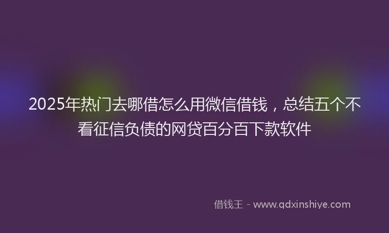 2025年热门去哪借怎么用微信借钱，总结五个不看征信负债的网贷百分百下款软件
