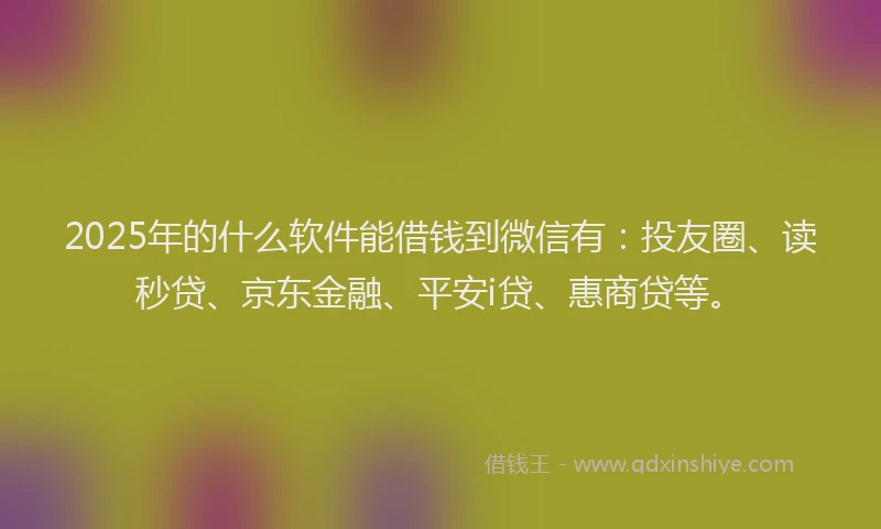 2025年的什么软件能借钱到微信有：投友圈、读秒贷、京东金融、平安i贷、惠商贷等。