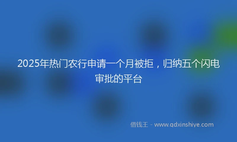 2025年热门农行申请一个月被拒，归纳五个闪电审批的平台