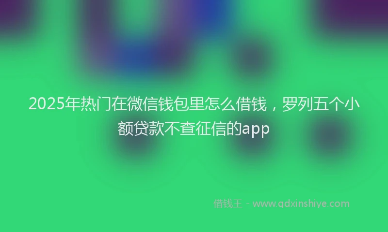2025年热门在微信钱包里怎么借钱，罗列五个小额贷款不查征信的app