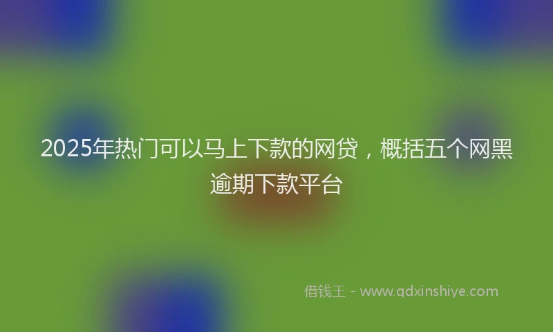 2025年热门可以马上下款的网贷，概括五个网黑逾期下款平台