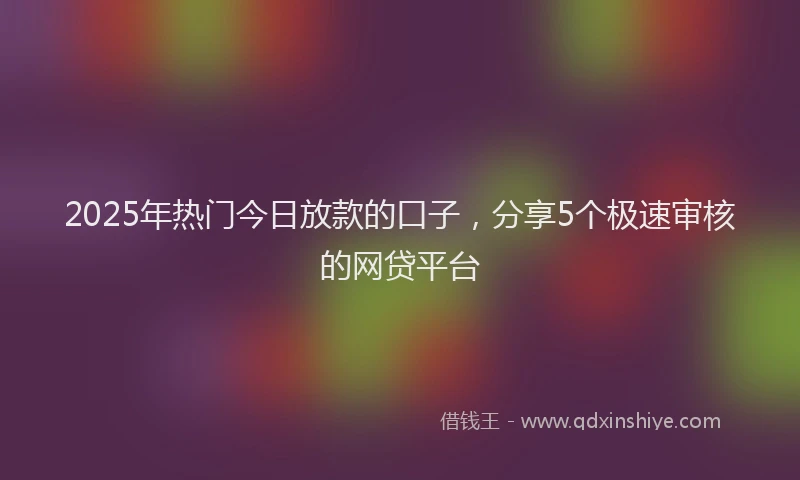 2025年热门今日放款的口子，分享5个极速审核的网贷平台