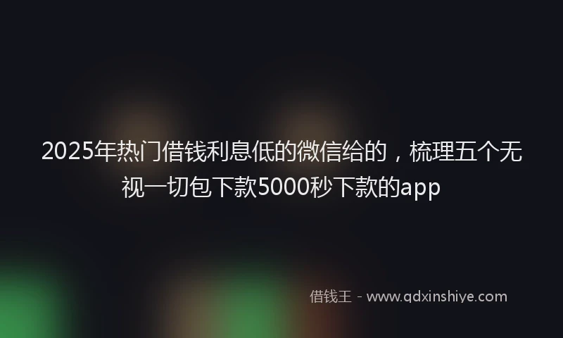 2025年热门借钱利息低的微信给的，梳理五个无视一切包下款5000秒下款的app