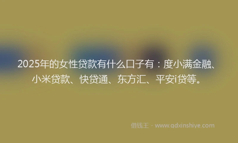 2025年的女性贷款有什么口子有：度小满金融、小米贷款、快贷通、东方汇、平安i贷等。