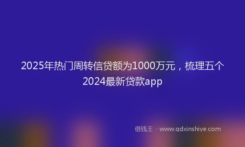 2025年热门周转信贷额为1000万元，梳理五个2024最新贷款app