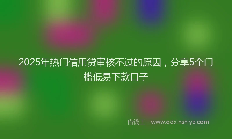 2025年热门信用贷审核不过的原因，分享5个门槛低易下款口子