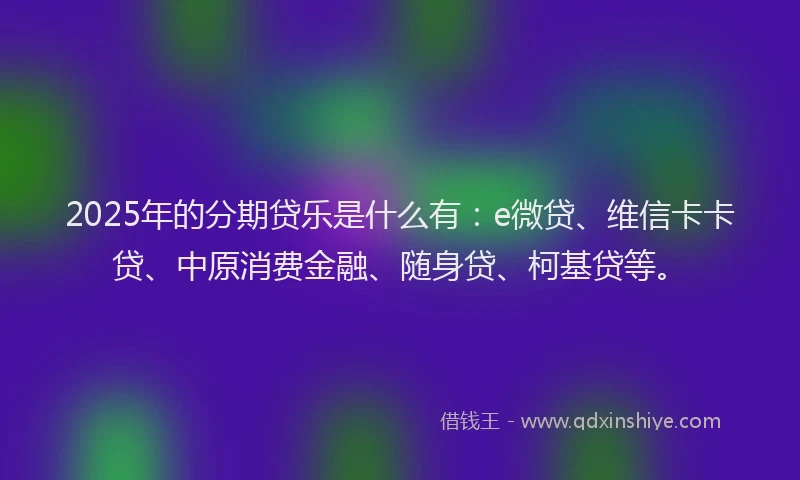 2025年的分期贷乐是什么有：e微贷、维信卡卡贷、中原消费金融、随身贷、柯基贷等。